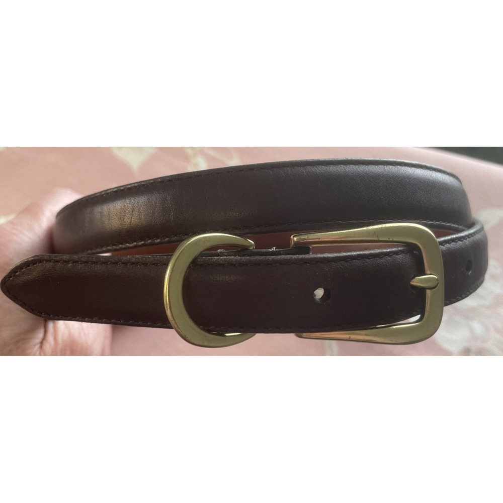 Vintage Coach Belt Size L Womens Brown Leather Brass Buckle Y2K 3/4" Wide x 39" - Picture 2 of 10